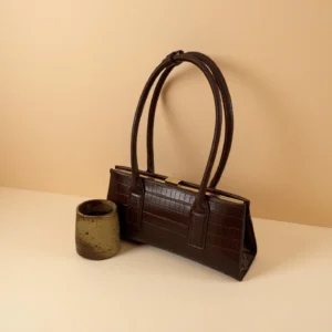 Croc-Embossed Clip Bag