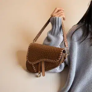 Woven Saddle Shoulder Bag
